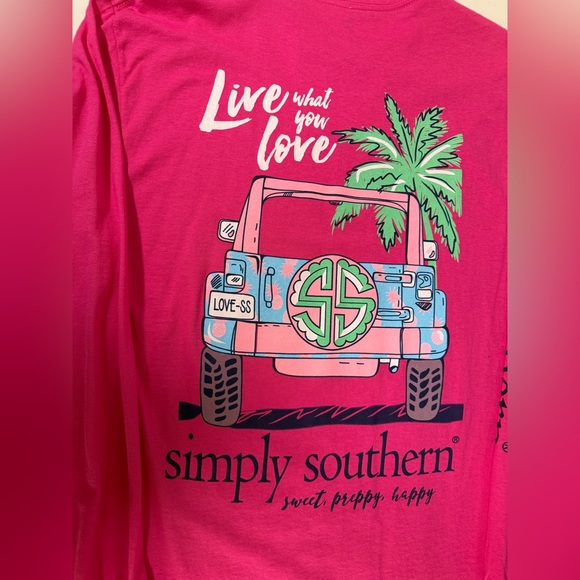 Womens Simply Southern “LIVE WHAT YOU LOVE ” Pink T Shirt sz Medium EUC - Picture 11 of 12